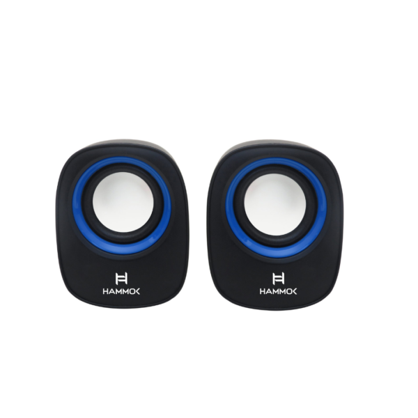 Hammok Jessi USB Speaker 2.0 Multimedia (Blue) | Stereo Desktop Speakers | USB Powered | 3.5mm Audio Input