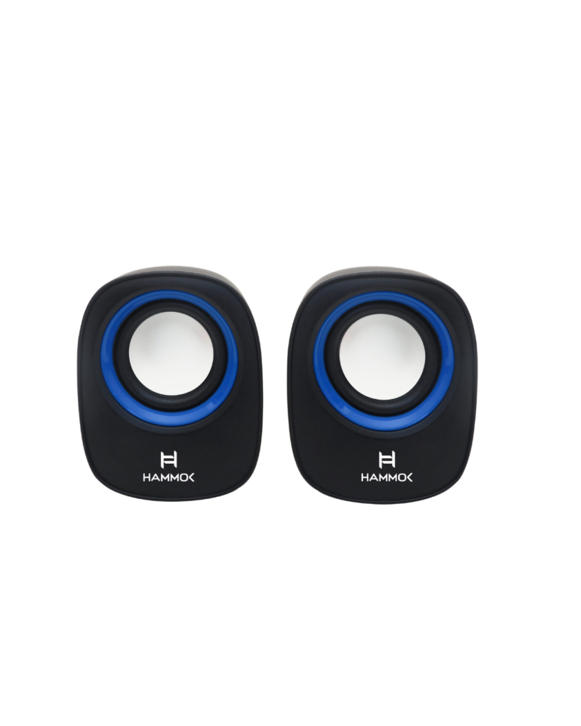 Hammok Jessi USB Speaker 2.0 Multimedia (Blue) | Stereo Desktop Speakers | USB Powered | 3.5mm Audio Input