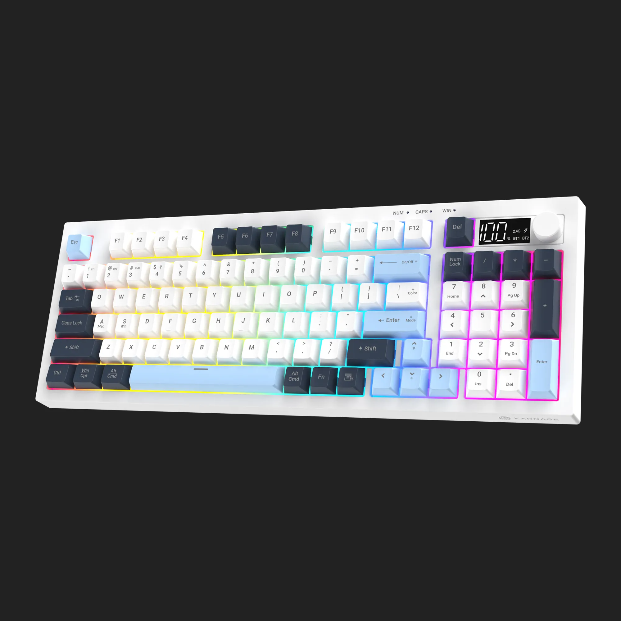 Visage 95 - White Karnage Visage 95-Key RGB Wireless Gaming Keyboard – Semi-Mechanical White