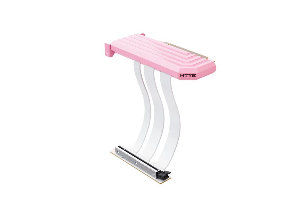 HYTE Hyper PCIe 5.0 GPU Riser Cable 200mm – Strawberry Milk | PCIe Gen5 x16 | High-Speed Graphics Card Extension