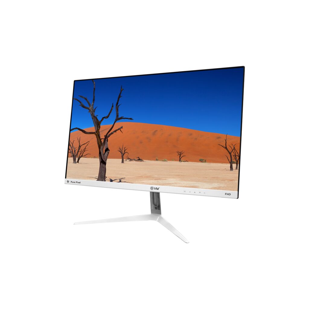 EVM 21.5-Inch Frameless Curved Full HD LED Monitor with Built-in Speakers | EVM 160 Plasma LED | HDMI + VGA | Black