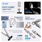 EVM USB-C to USB-C 60W Fast Charging Rope Cable 1.2M (CC06) - Image 4