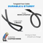 EVM 27W Fast Charging Type-C to Lightning Cable – Braided Metal Head Black (1M) - Image 4