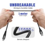 EVM Micro USB 18W Fast Charging Nylon Braided Cable 1M with Metal Head (Black) – CM-011 - Image 5