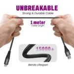 EVM CM-013 Lightning to USB Cable 12W Fast Charge Nylon Braided Black 1 Meter - Image 5