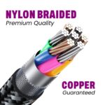 EVM CM-013 Lightning to USB Cable 12W Fast Charge Nylon Braided Black 1 Meter - Image 3