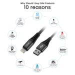 EVM CM-013 Lightning to USB Cable 12W Fast Charge Nylon Braided Black 1 Meter - Image 2