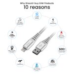 EVM Nylon Braided Lightning Charging Cable – 12W White 1M (CM-013) - Image 2
