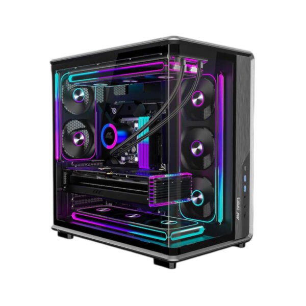 Ant Esports Crystal X8 ARC ATX Mid Tower Gaming Cabinet with 8 ARGB Fans – Black