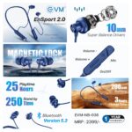 EVM NB-036 Bluetooth 5.3 Wireless Neckband Earphones with HD Sound – Royal Blue - Image 4