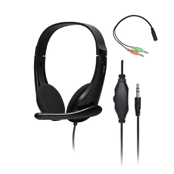 EVM WDH-02 EnTune Wired Headphones with Deep Bass & Mic – Black