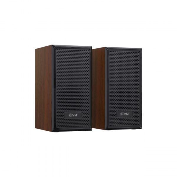 EVM EnWood 2.0 Wired Wooden Speaker (EVM-BTS-207) | USB Powered | Stereo Sound | Black