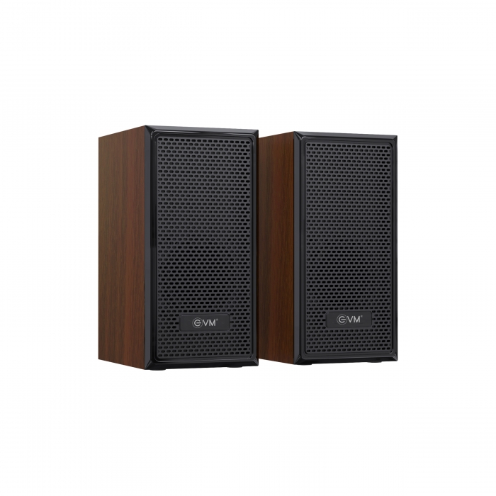 EVM EnWood 2.0 Wired Wooden Speaker (EVM-BTS-207) | USB Powered | Stereo Sound | Black