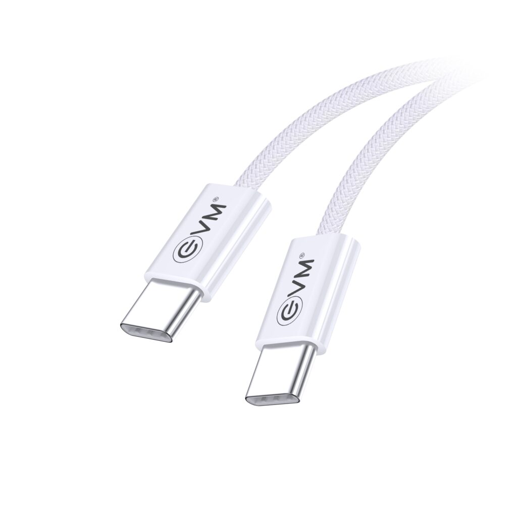 EVM Type-C to Type-C 60W PD Fast Charging Cable Nylon Braided 1 Meter White