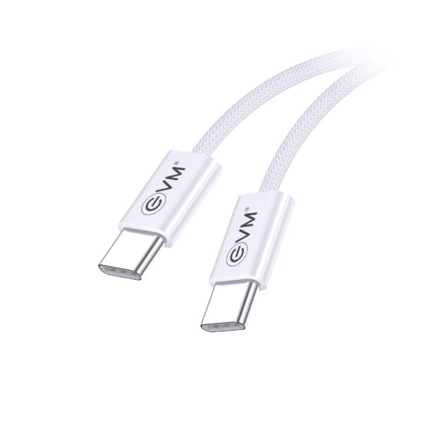 EVM Type-C to Type-C 60W PD Fast Charging Cable Nylon Braided 1 Meter White