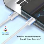 EVM Type-C to Type-C 60W PD Fast Charging Cable Nylon Braided 1 Meter White - Image 3