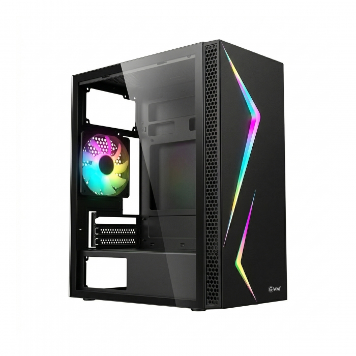 EVM Nebula 919 Micro ATX RGB Gaming Cabinet | Tempered Glass | Without SMPS | Black