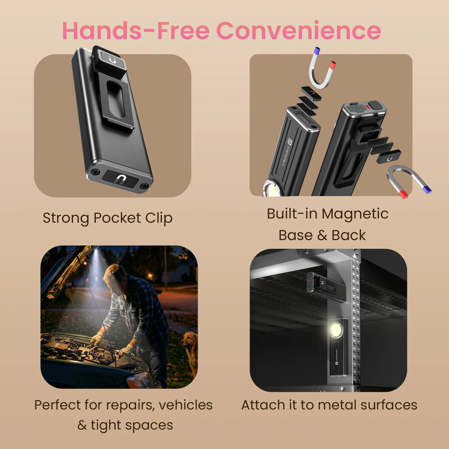 Portronics Eco Glow Bolt USB Type-C Rechargeable Flashlight | Magnetic LED Torch | Compact Travel Light - Image 3