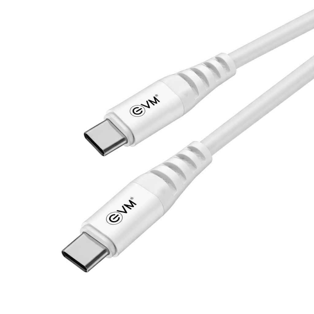 EVM Soft Silicone USB Type-C to Type-C Charge & Sync Cable – White 1M