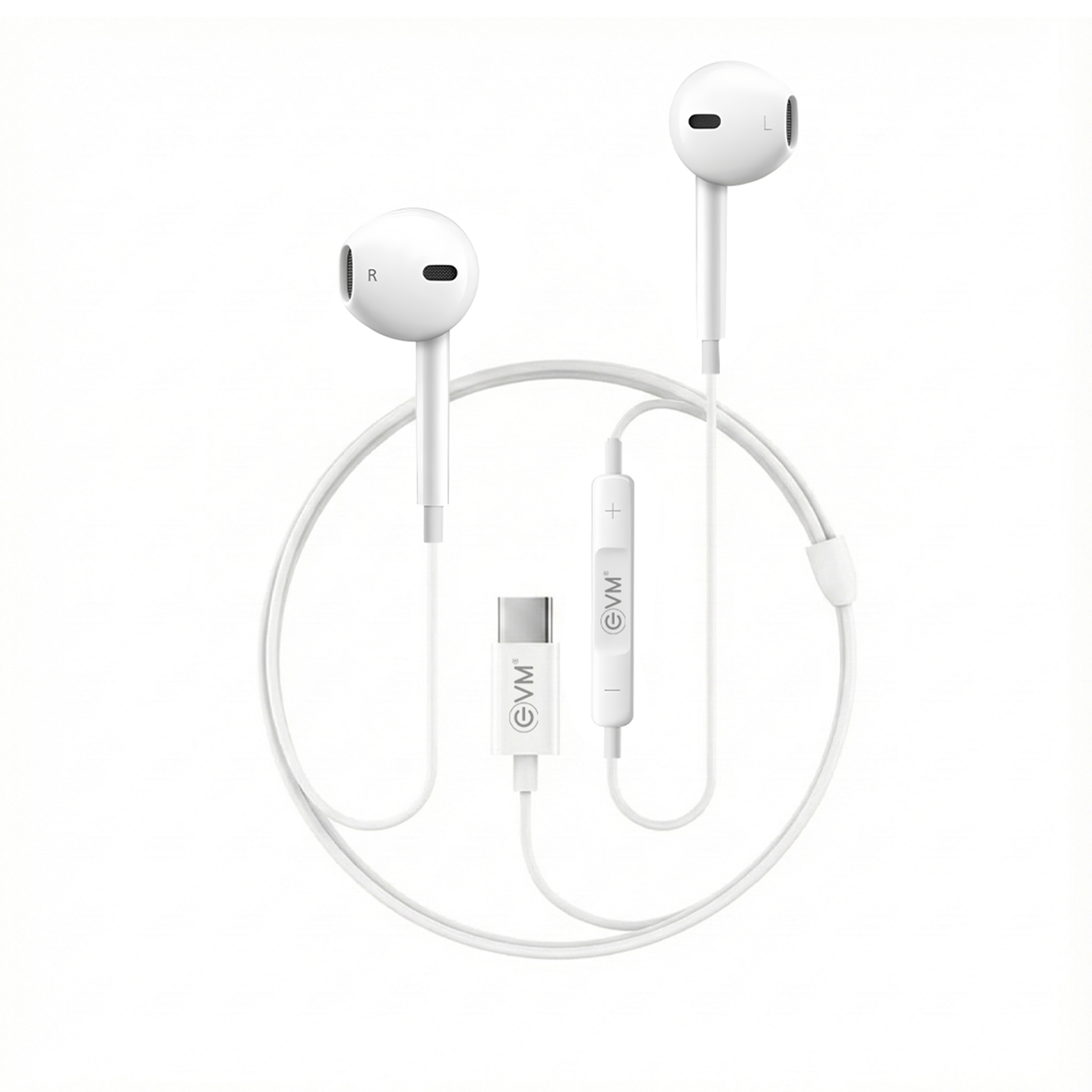 EVM Type-C Wired Headphones with Mic White – EVM-HF-06