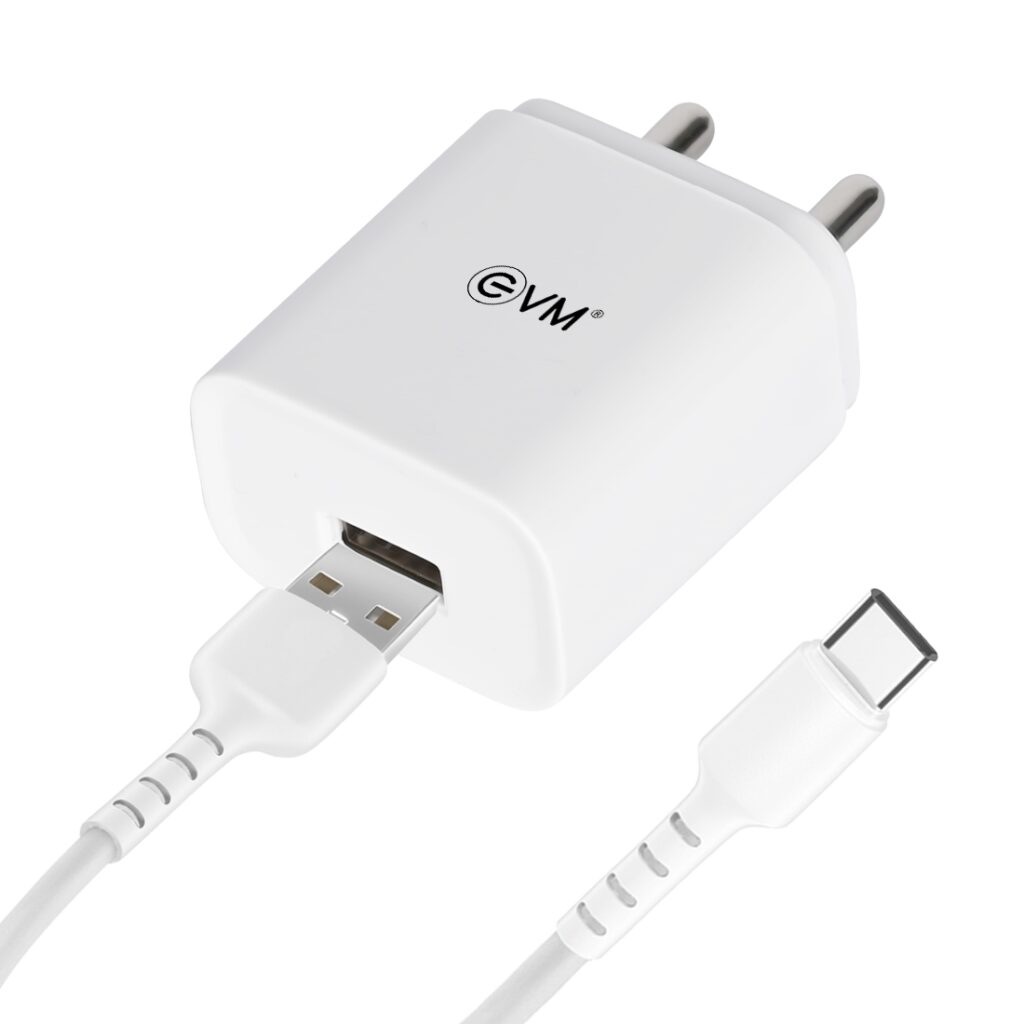 EVM CH-02 Fast USB Charger with Type-C Cable – White