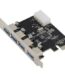 HAMMOK PCIe x1 USB 3.0 4-Port Expansion Card – High-Speed PCI Express Adapter for Desktop PC