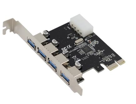 HAMMOK PCIe x1 USB 3.0 4-Port Expansion Card – High-Speed PCI Express Adapter for Desktop PC