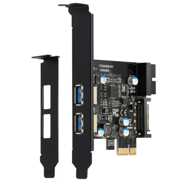 HAMMOK PCIe x1 USB 3.0 2-Port Expansion Card – High-Speed PCI Express Adapter for Desktop PC