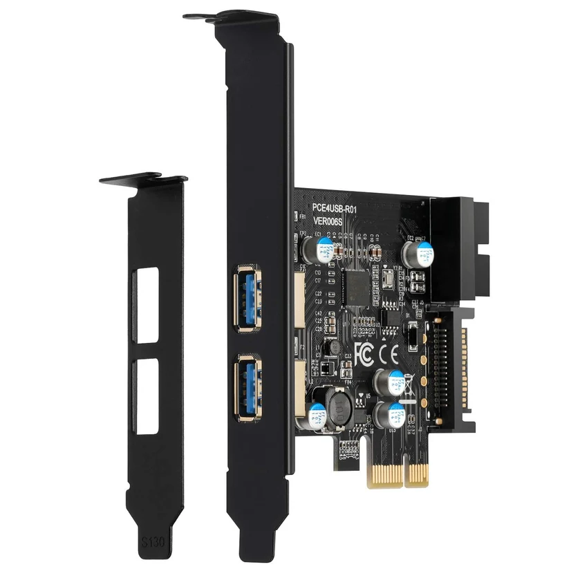 HAMMOK PCIe x1 USB 3.0 2-Port Expansion Card – High-Speed PCI Express Adapter for Desktop PC