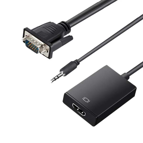 Hammok Simon VGA to HDMI Converter Adapter with Audio & Micro USB Power – Full HD 1080P VGA Male to HDMI Female Converter