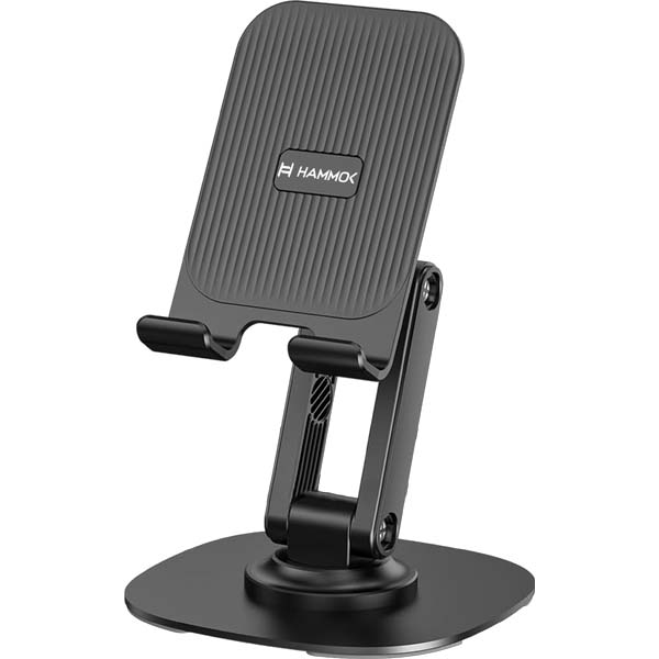 Hammok Charge Universal Mobile & Tablet Stand – Adjustable Foldable Holder Black