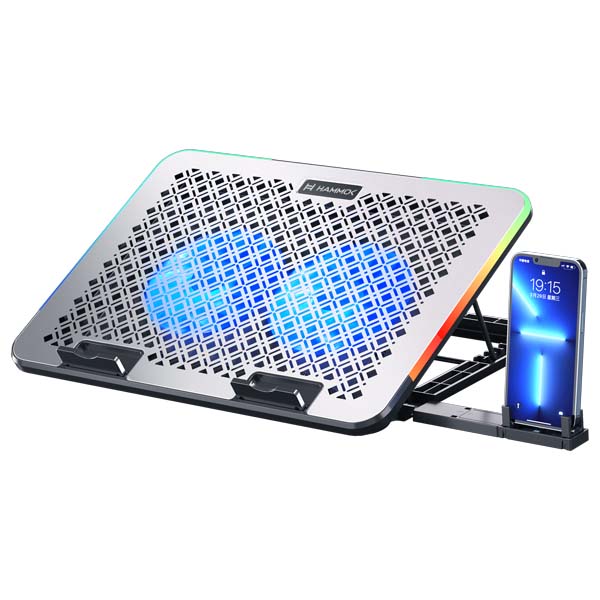 Hammok Fantastic Laptop RGB Cooler Pad with Mobile Stand Dual Fan