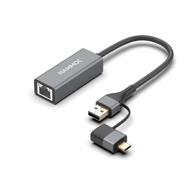 Hammok Freak USB 3.0 & USB Type-C to Gigabit LAN Ethernet Adapter (RJ45) – 10/100/1000 Mbps Network Adapter
