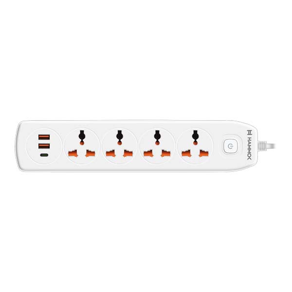 HAMMOK Hype 4+1 Multi Plug Adapter with USB & Type-C Fast Charging Ports