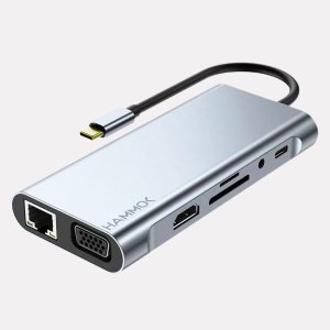 Hammok Magic 11-in-1 USB Type-C Hub with 4K HDMI, VGA, Gigabit LAN, USB 3.0, USB 2.0, SD/TF Card Reader, 3.5mm Audio & 100W Power Delivery