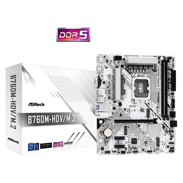 ASRock B760M-HDV/M.2 D5 Intel B760 DDR5 Micro ATX Motherboard