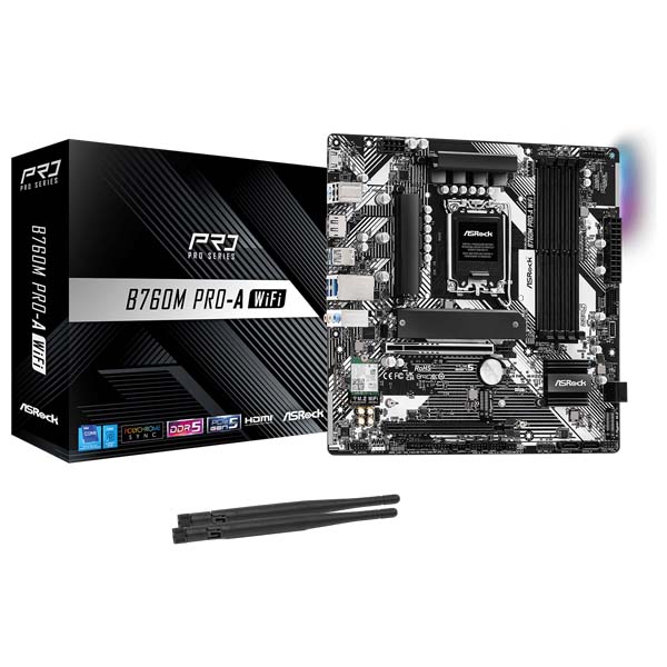 ASRock B760M Pro-A WiFi Motherboard | Intel B760 | LGA1700 | DDR5 | Micro ATX