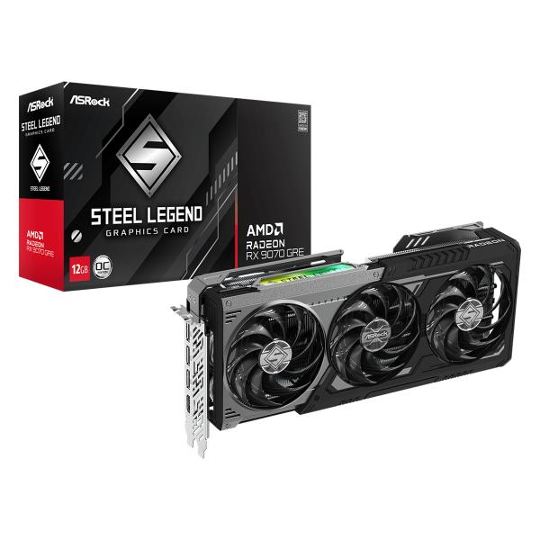 ASRock Radeon RX 9070 GRE Steel Legend Dark 12GB OC – High-Performance Gaming Graphics Card