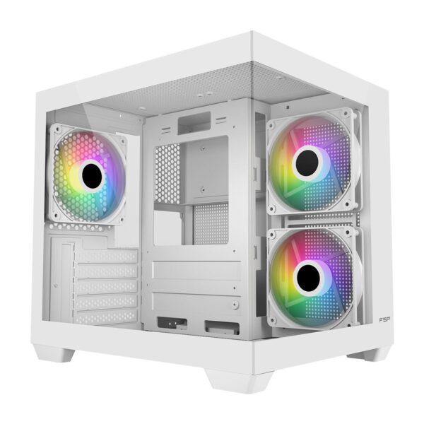 FSP S140 ARGB Micro White Gaming Cabinet – Compact & Stylish PC Case