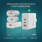 Portronics Adapto 100W GaN Fast Charger 2 Type-C + 1 USB Port | Includes 100W Type-C Cable Portronics Adapto 100W GaN Fast Charger 2 Type-C + 1 USB Port | Includes 100W Type-C Cable