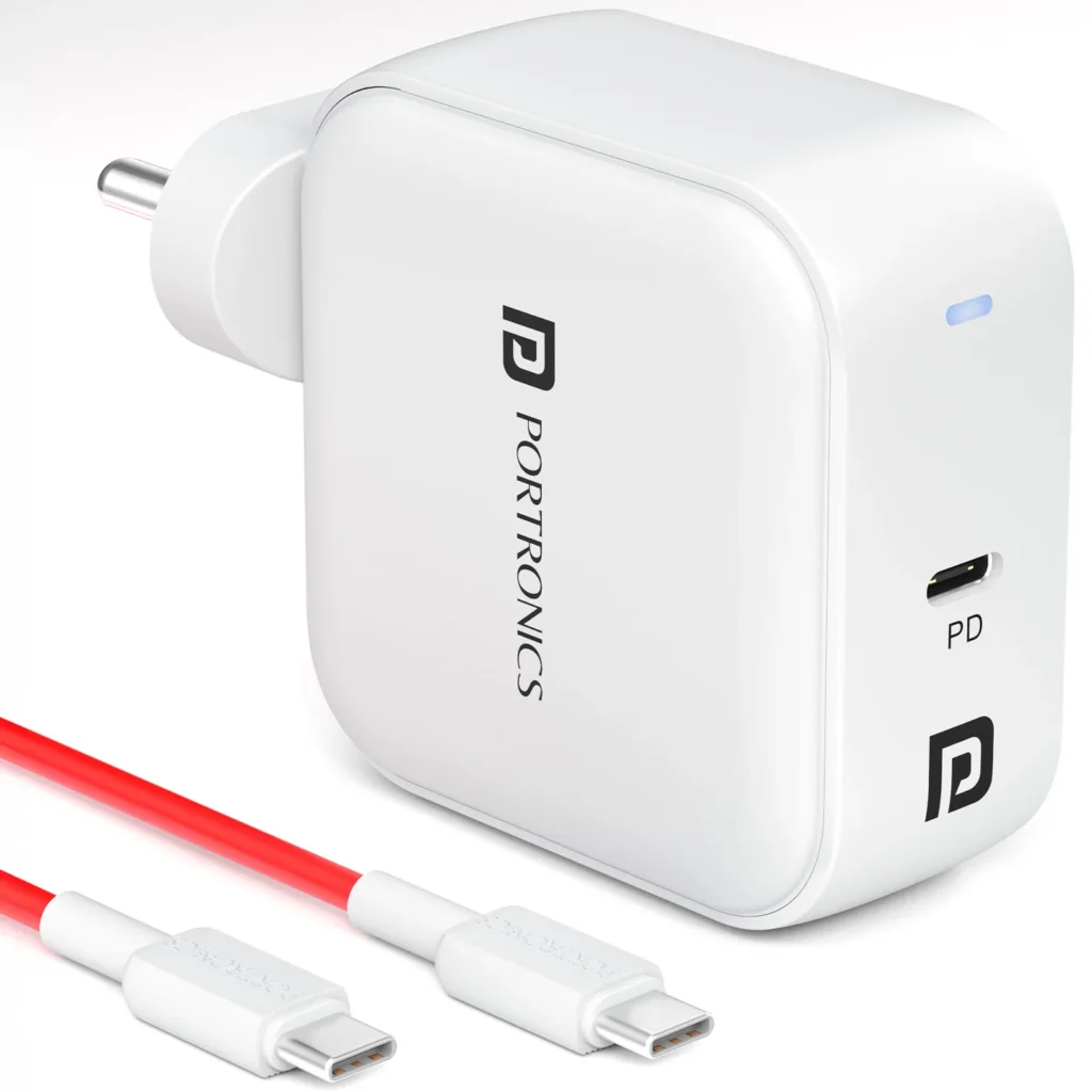 Portronics Adapto 65C 65W GaN Fast Charger Type-C PD Type-C Cable Included