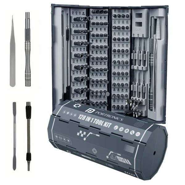 Portronics Bit Box 2 128-in-1 Precision Screwdriver Kit Magnetic Bit Holder Compact & Portable Portronics Bit Box 2 128-in-1 Precision Screwdriver Kit Magnetic Bit Holder Compact & Portable