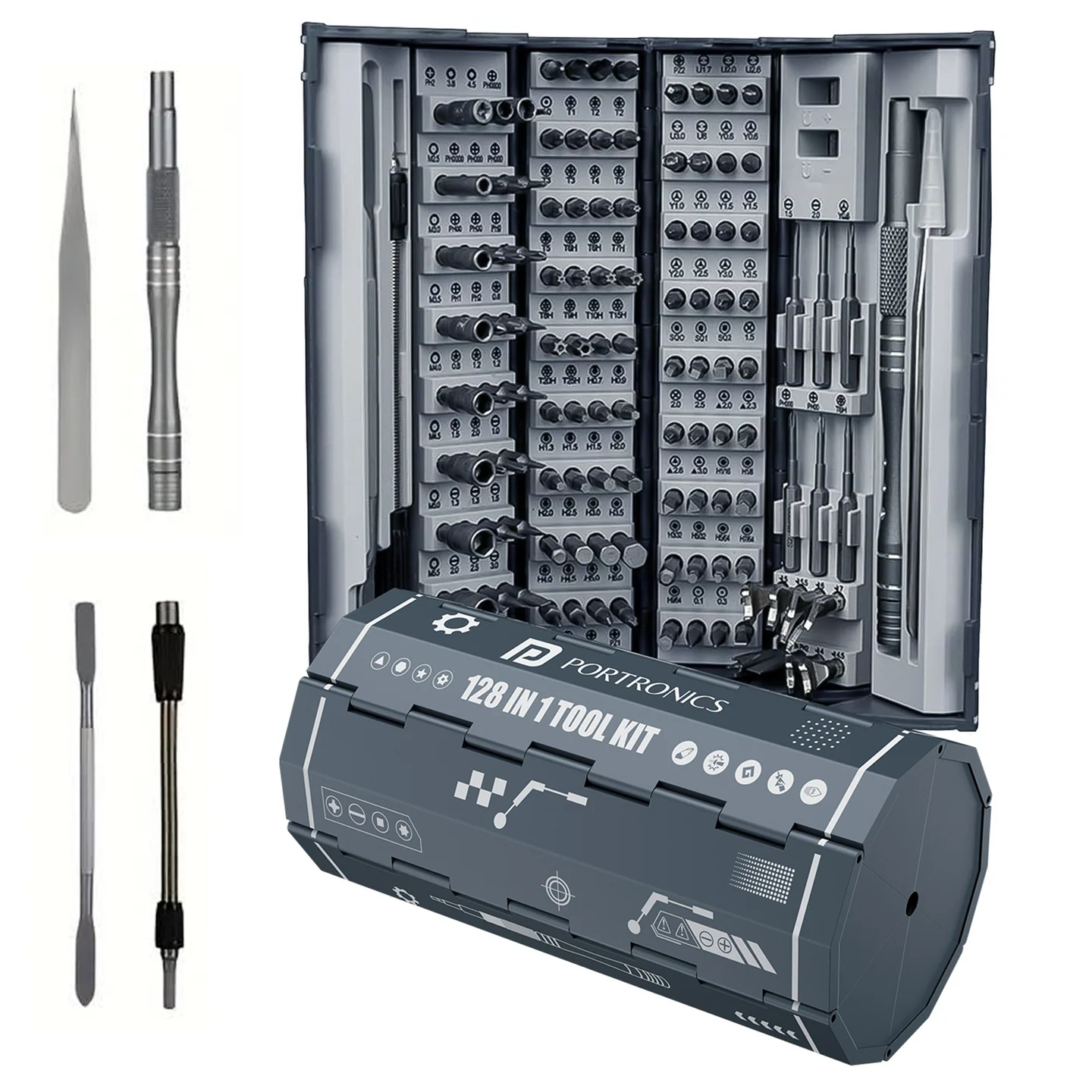 Portronics Bit Box 2 128-in-1 Precision Screwdriver Kit Magnetic Bit Holder Compact & Portable Portronics Bit Box 2 128-in-1 Precision Screwdriver Kit Magnetic Bit Holder Compact & Portable