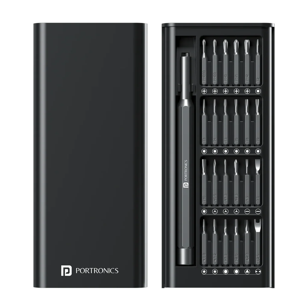 Portronics Bit Box 24-in-1 Precision Screwdriver Kit Magnetic Bit Holder Compact & Portable