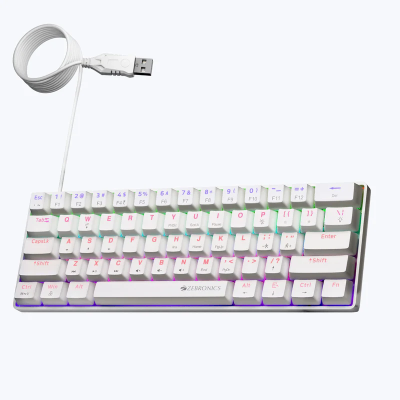 ZEBRONICS ZEB MAX NINJA 61 – High-Performance Mechanical USB Keyboard White