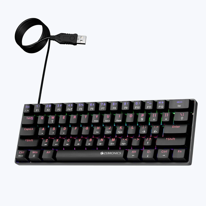 ZEBRONICS ZEB MAX NINJA 61 – High-Performance Mechanical USB Keyboard Black