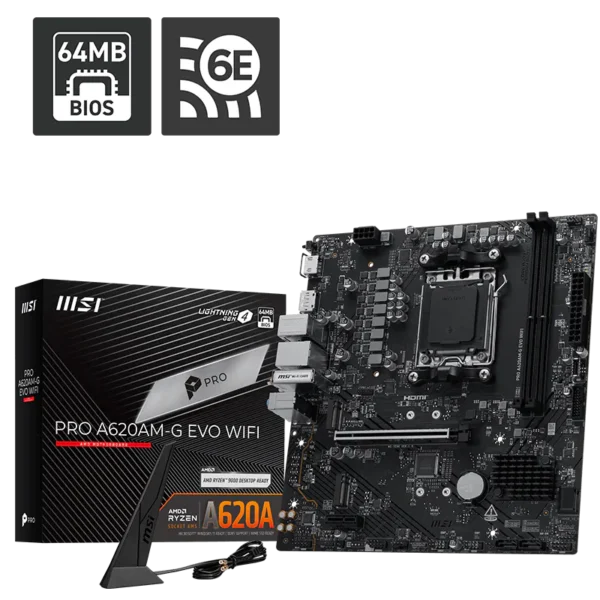 MSI PRO A620AM-G EVO WIFI AMD AM5 Micro-ATX Motherboard