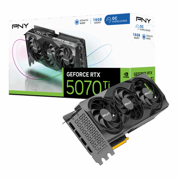 PNY GeForce RTX 5070 Ti 16GB OC Graphics Card – Triple Fan Gaming GPU