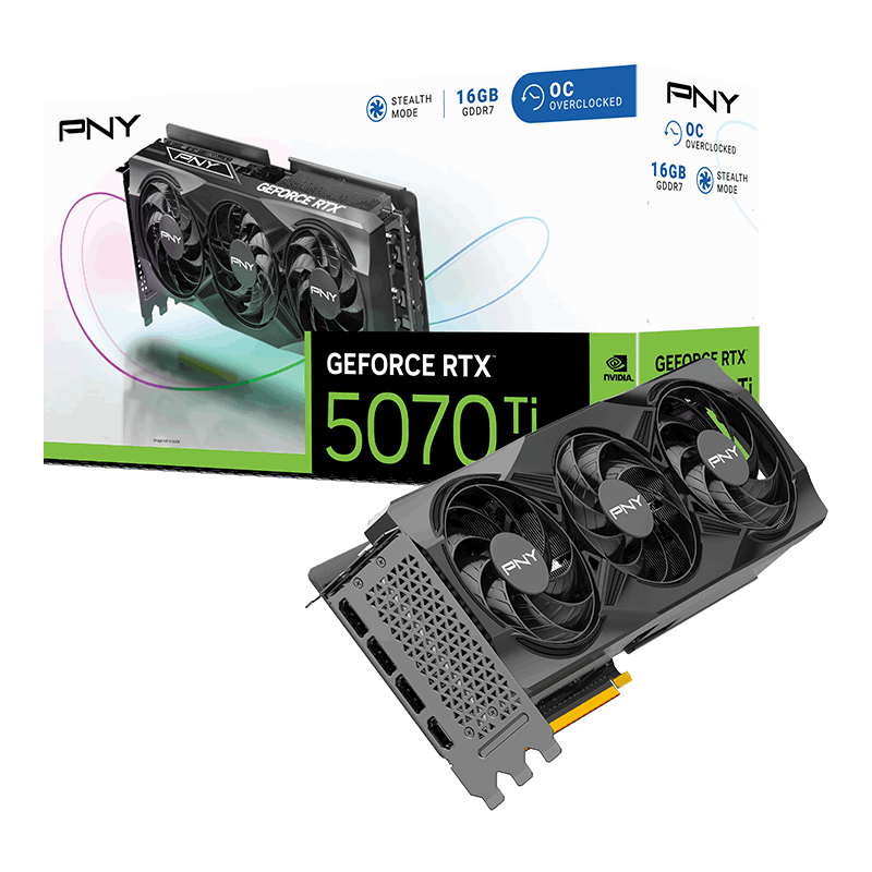 PNY GeForce RTX 5070 Ti 16GB OC Graphics Card – Triple Fan Gaming GPU