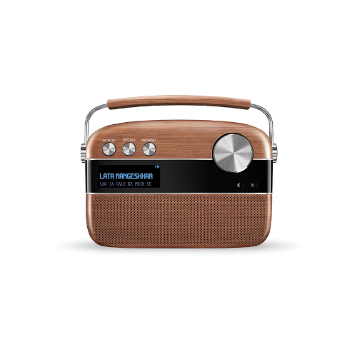 Saregama Carvaan Premium Hindi Portable Music Player Oak Wood Brown